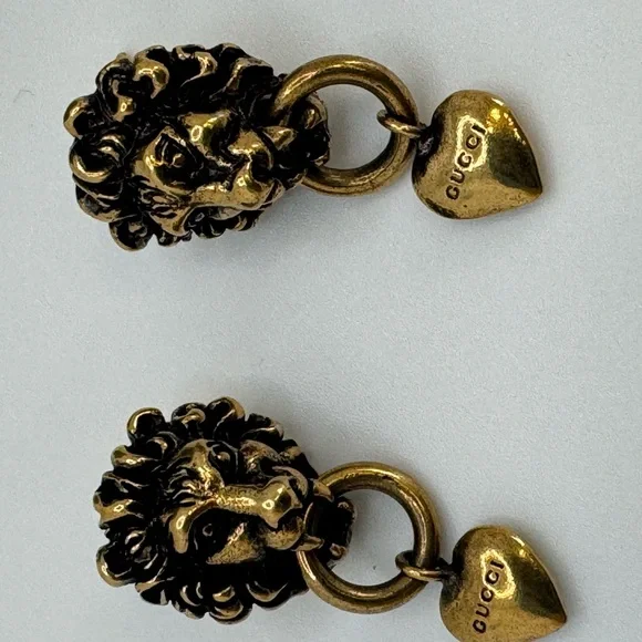 Gucci lion head heart earrings gold plated - Picture 9 of 9